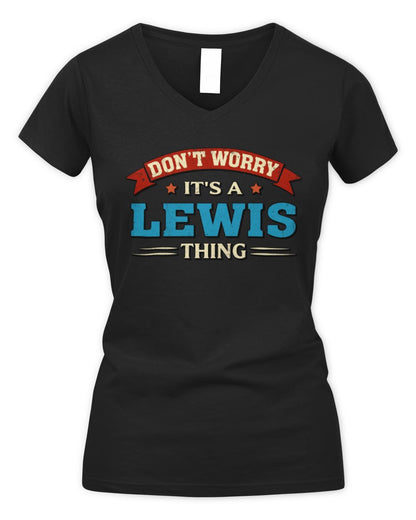 Don't Worry It's a Your Name Thing Funny Retro T-Shirt LEWIS M1-57 / Women's V-Neck T-Shirt / black