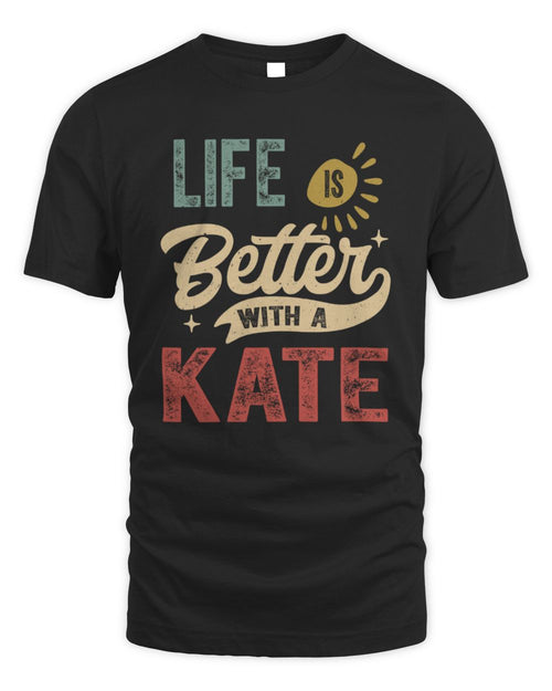 Life Is Better With a Name Personalized Retro T-Shirt KATE-48 / Unisex Standard T-Shirt / black