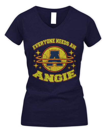 Everyone Needs a Your Name Shirt ANGIE M1-76 / Women's V-Neck T-Shirt / navy