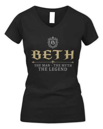 The Man The Myth The Legend Western Shirt BETH M1-78 / Women's V-Neck T-Shirt / black