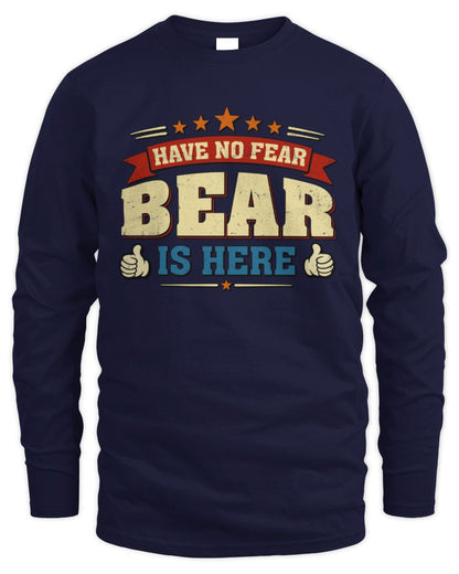 Have No Fear Your Name Is Here Cool Graphic T-Shirt BEAR M1-71 / Men's Long Sleeved T-Shirt / navy