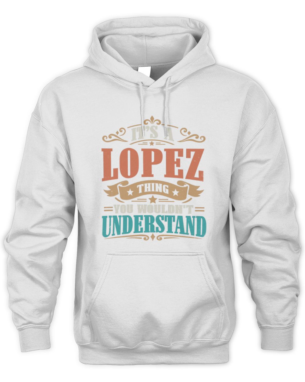 It’s a Name Thing Personalized Retro T-Shirt LOPEZ M1-47 / Unisex Hoodie / white