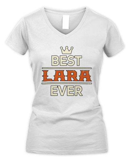 Best Your Name With Crown Shirt LARA M1-59 / Women's V-Neck T-Shirt / white