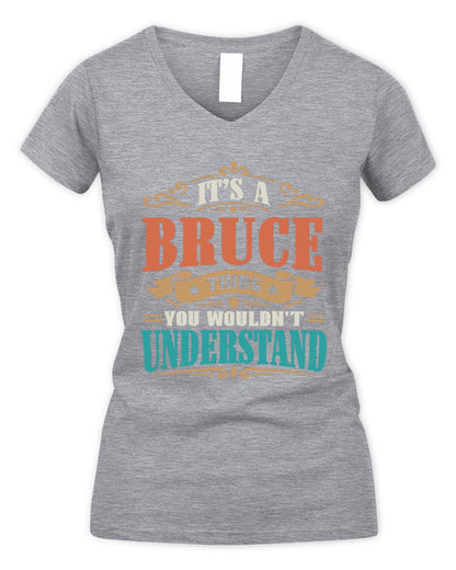 It’s a Name Thing Personalized Retro T-Shirt BRUCE M1-47 / Women's V-Neck T-Shirt / sport grey