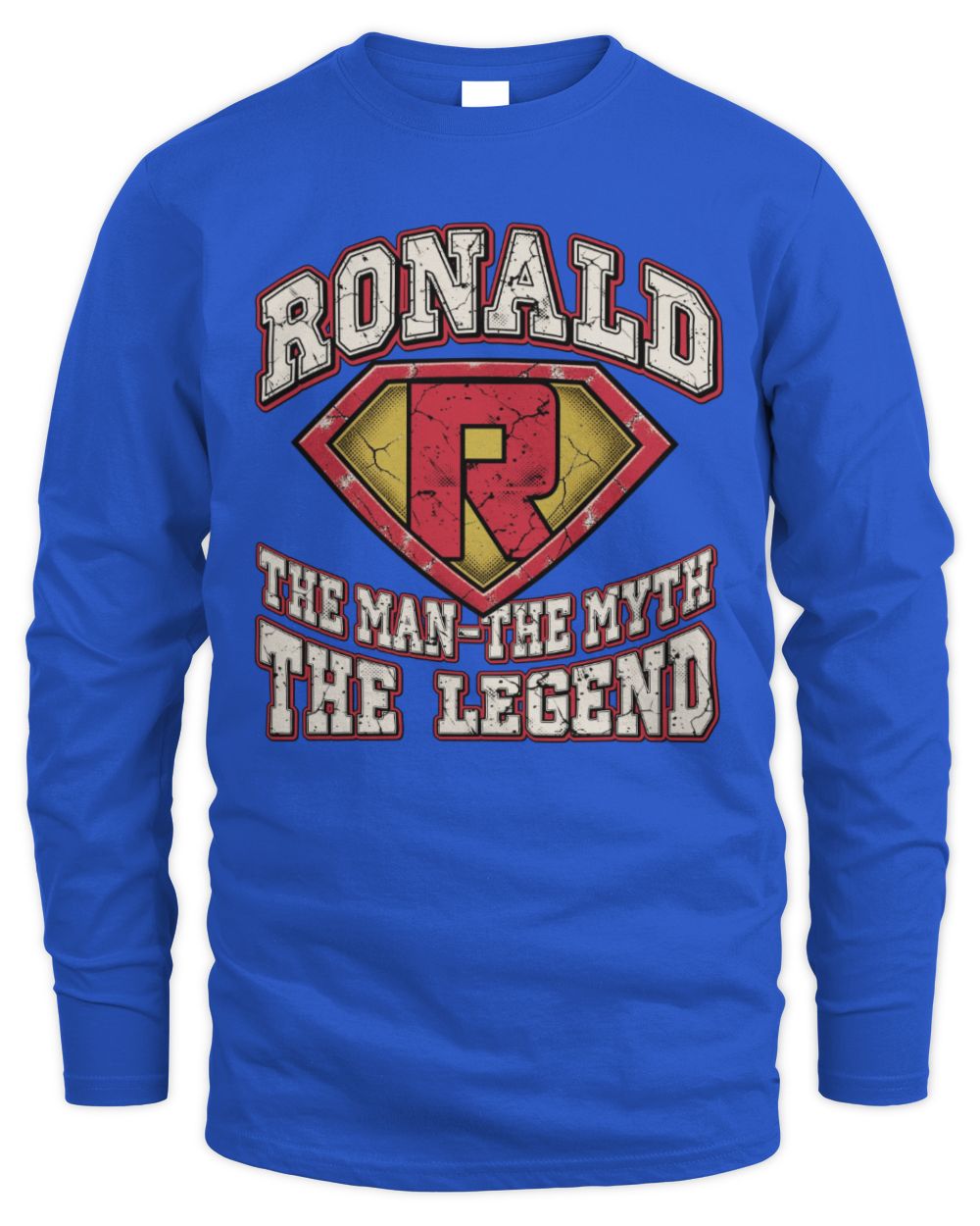 The Man The Myth The Legend Superman Graphic T-Shirt RONALD M1-74 / Men's Long Sleeved T-Shirt / royal