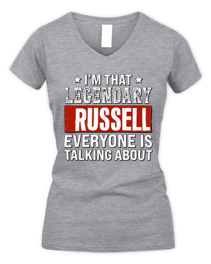 I'm That Legendary Name Everyone Is Talking About Funny Graphic T-Shirt RUSSELL M1-73 / Women's V-Neck T-Shirt / sport grey