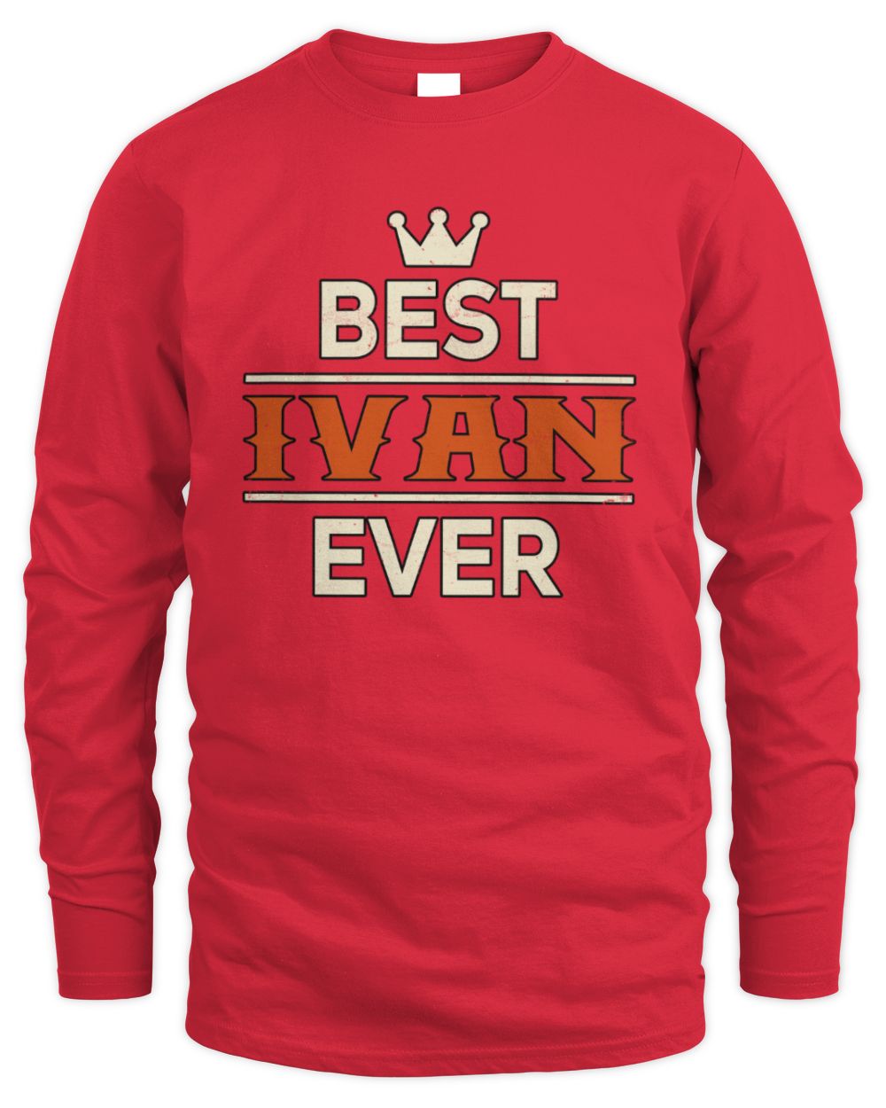 Best Your Name With Crown Shirt IVAN M1-59 / Men's Long Sleeved T-Shirt / red