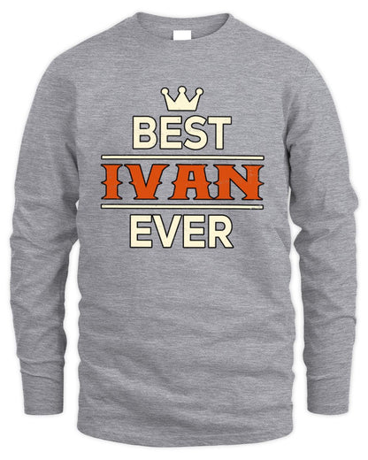 Best Your Name With Crown Shirt IVAN M1-59 / Men's Long Sleeved T-Shirt / sport grey