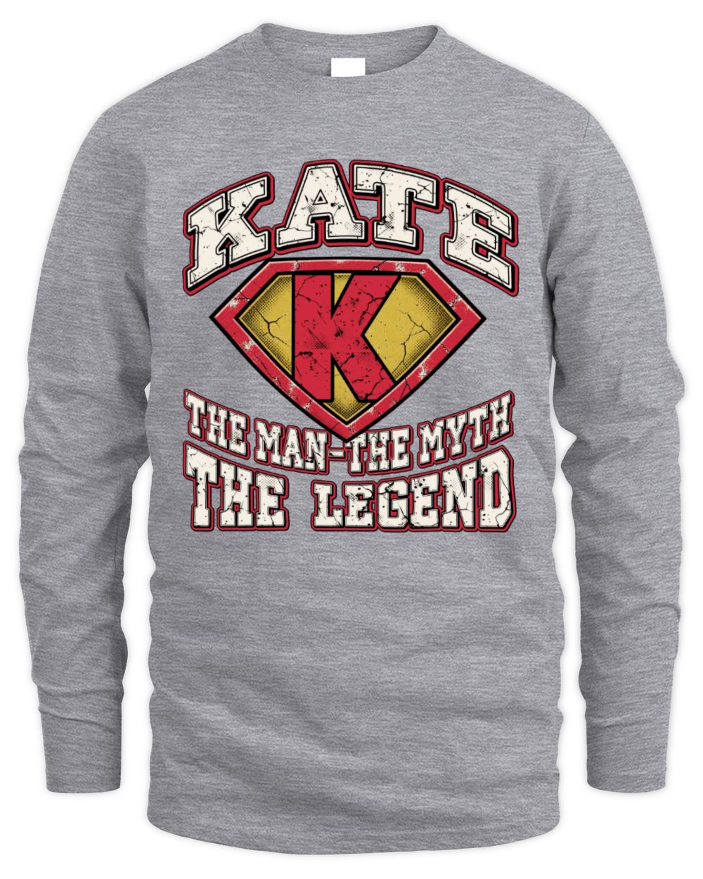 The Man The Myth The Legend Superman Graphic T-Shirt KATE M1-74 / Men's Long Sleeved T-Shirt / sport grey