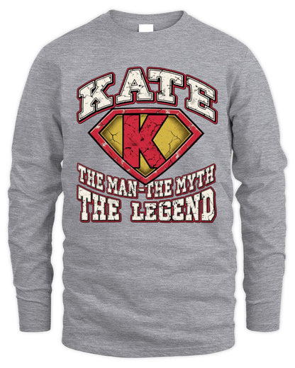 The Man The Myth The Legend Superman Graphic T-Shirt KATE M1-74 / Men's Long Sleeved T-Shirt / sport grey