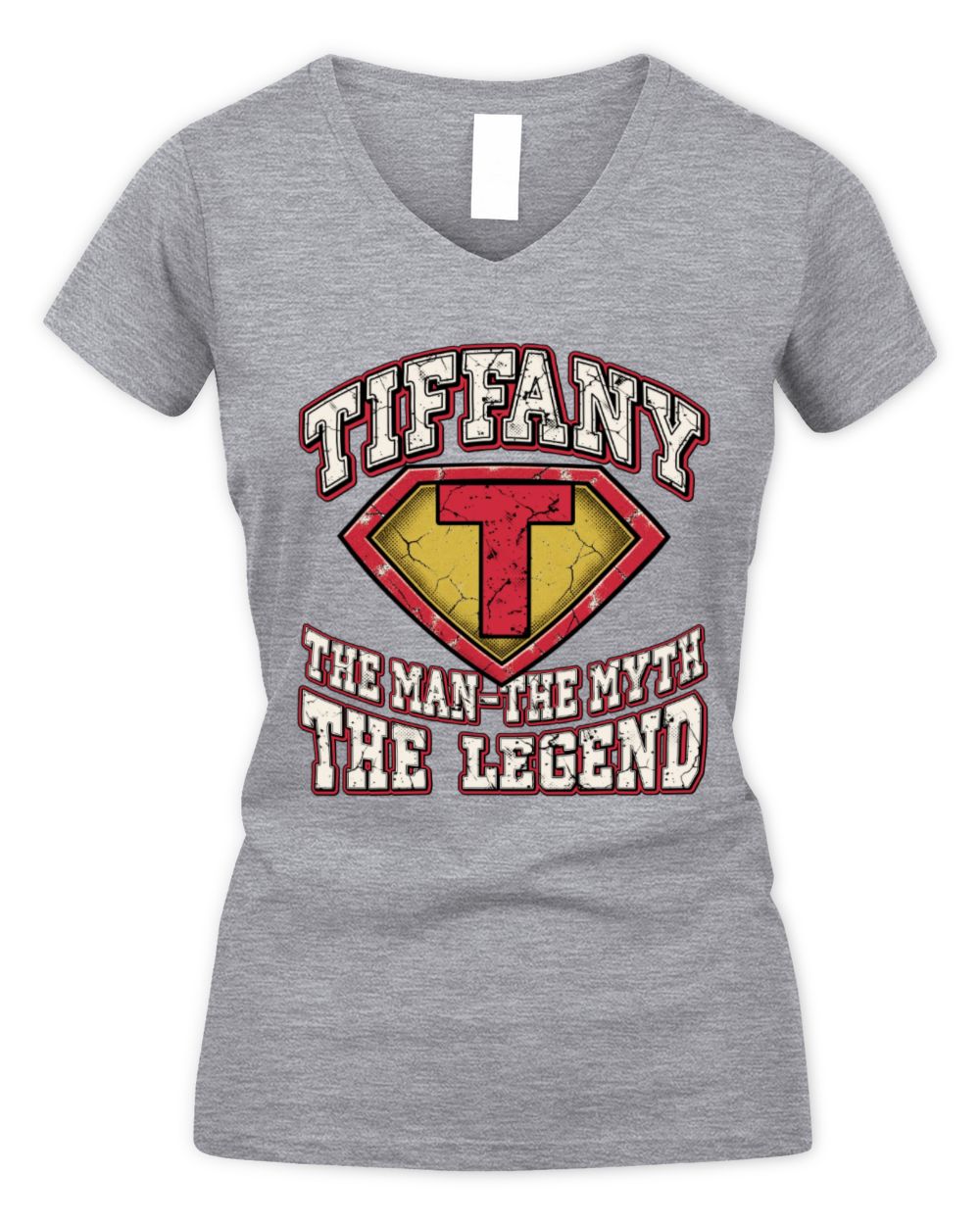 The Man The Myth The Legend Superman Graphic T-Shirt TIFFANY M1-74 / Women's V-Neck T-Shirt / sport grey