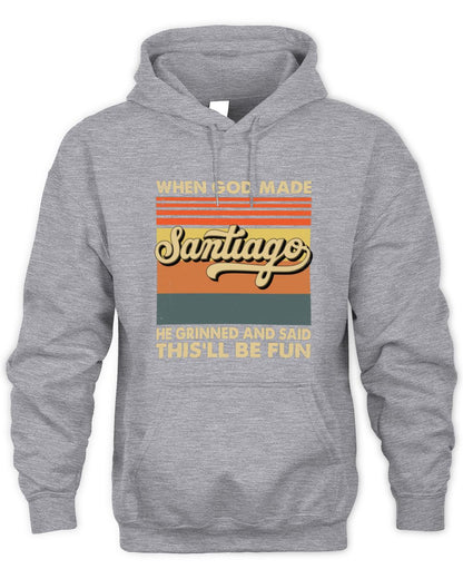 When God Made Your Name He Grinned Vintage T-Shirt SANTIAGO M1-55 / Unisex Hoodie / sport grey
