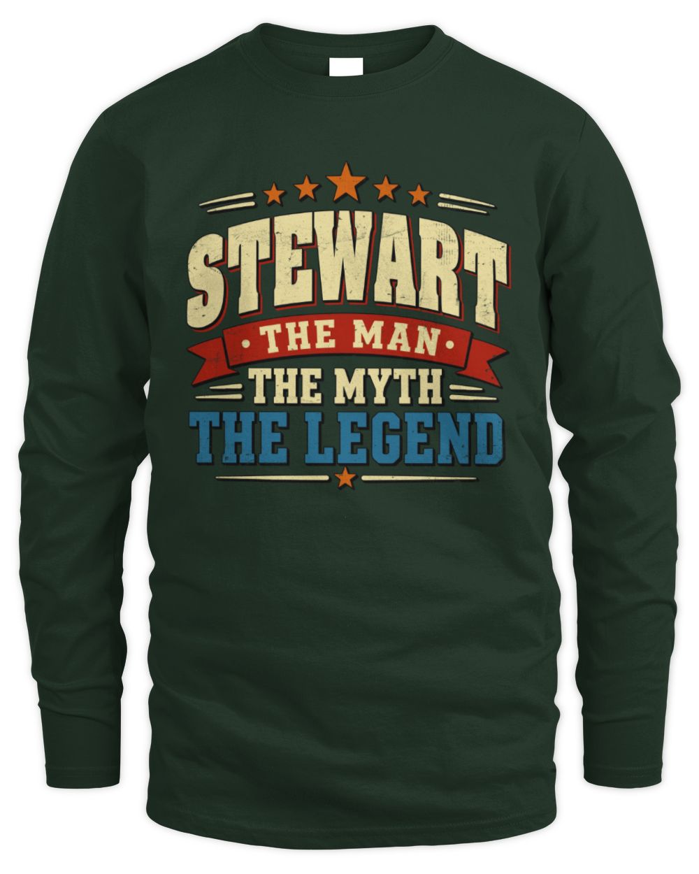 The Man The Myth The Legend Ribbon Vintage T-Shirt STEWART M1-56 / Men's Long Sleeved T-Shirt / forest green
