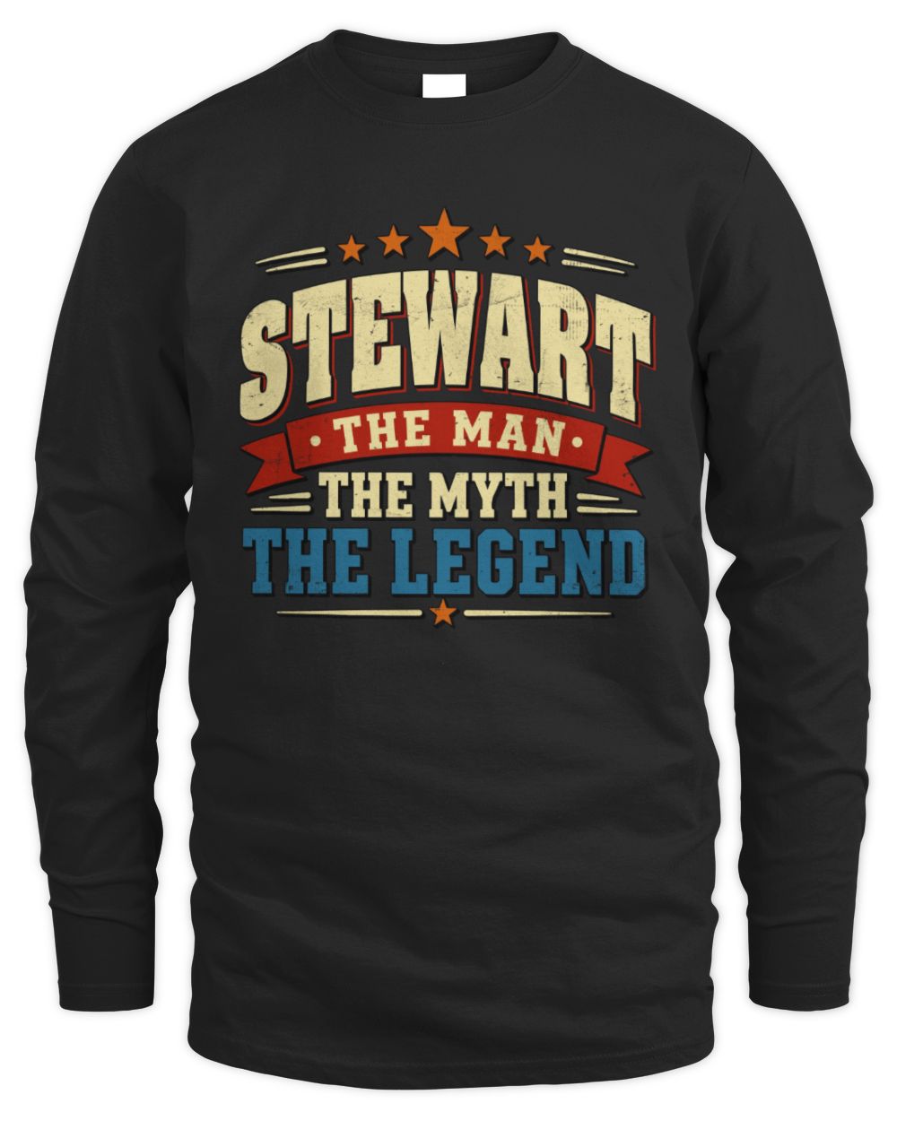 The Man The Myth The Legend Ribbon Vintage T-Shirt STEWART M1-56 / Men's Long Sleeved T-Shirt / black