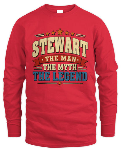 The Man The Myth The Legend Ribbon Vintage T-Shirt STEWART M1-56 / Men's Long Sleeved T-Shirt / red