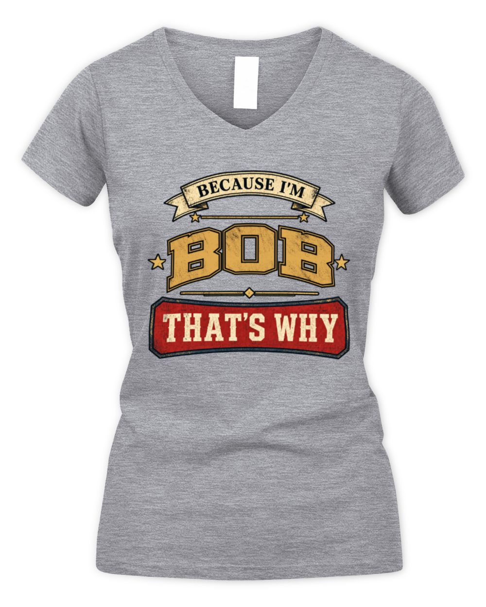 Because I'm Name That's Why Americana T-Shirt BOB M1-S88 / Women's V-Neck T-Shirt / sport grey