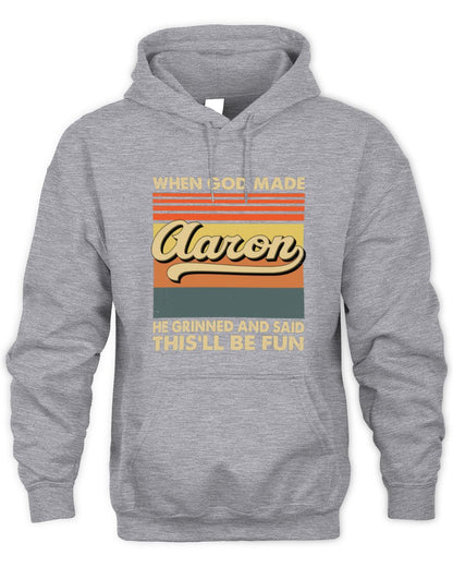 When God Made Your Name He Grinned Vintage T-Shirt AARON M1-55 / Unisex Hoodie / sport grey