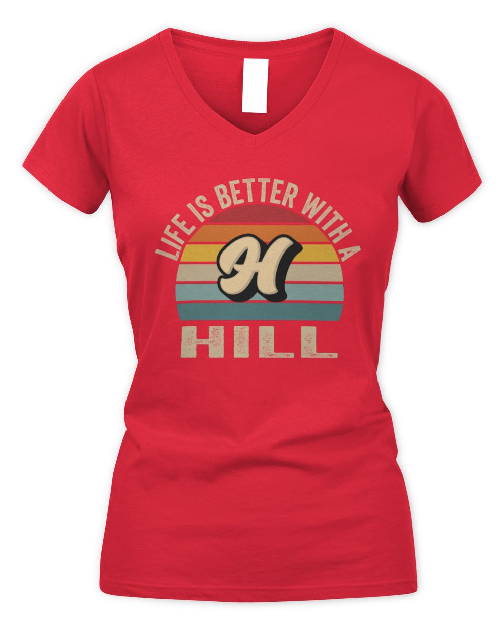 Life Is Better with Name Vintage Sun Shirt HILL M1-50 / Women's V-Neck T-Shirt / red
