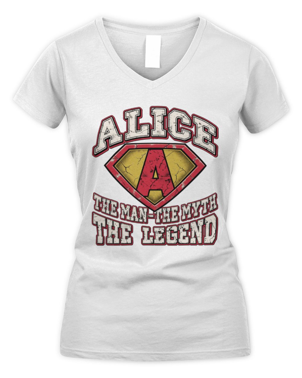 The Man The Myth The Legend Superman Graphic T-Shirt ALICE M1-74 / Women's V-Neck T-Shirt / white