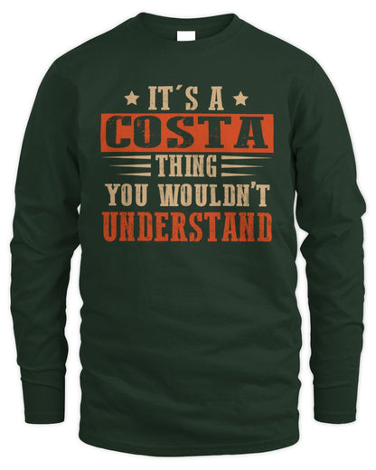 It's a Name Thing Personalized Funny Shirt COSTA M1-51 / Men's Long Sleeved T-Shirt / forest green
