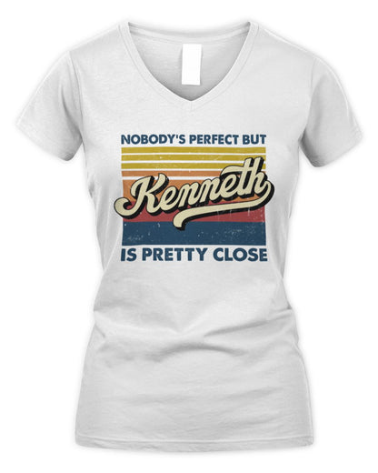 Nobody's Perfect But Your Name Is Pretty Close Retro Shirt KENNETH M1-65 / Women's V-Neck T-Shirt / white