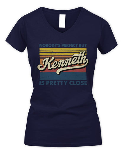 Nobody's Perfect But Your Name Is Pretty Close Retro Shirt KENNETH M1-65 / Women's V-Neck T-Shirt / navy