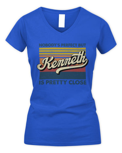 Nobody's Perfect But Your Name Is Pretty Close Retro Shirt KENNETH M1-65 / Women's V-Neck T-Shirt / royal