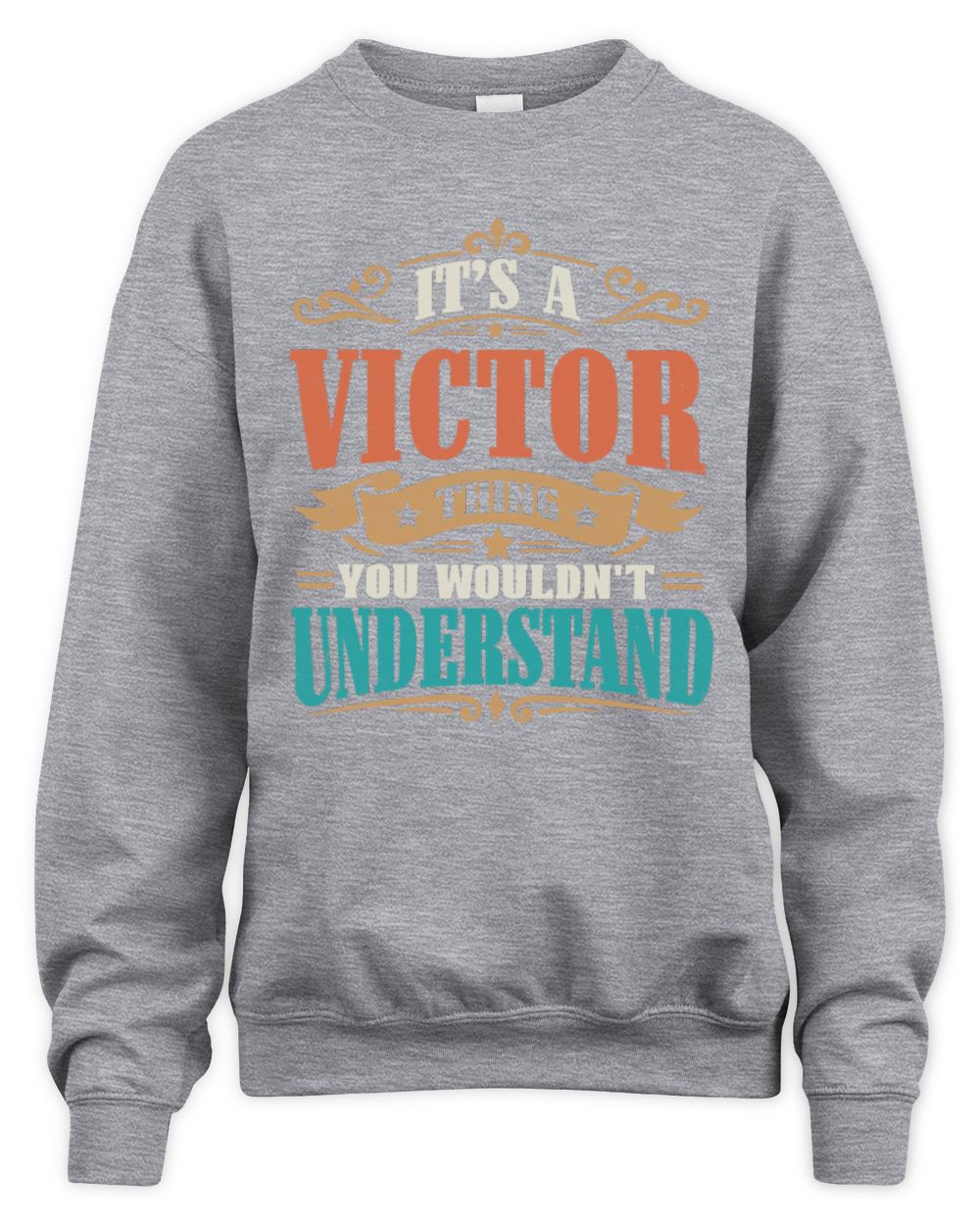 It’s a Name Thing Personalized Retro T-Shirt VICTOR M1-47 / Unisex Sweatshirt / sport grey