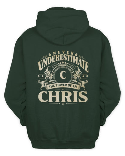 Never Underestimate Your Name Luxury Logo Shirt CHRIS M1-63 / Unisex Hoodie / forest green