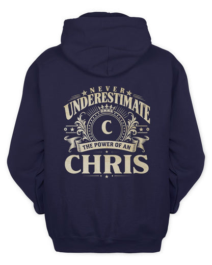 Never Underestimate Your Name Luxury Logo Shirt CHRIS M1-63 / Unisex Hoodie / navy