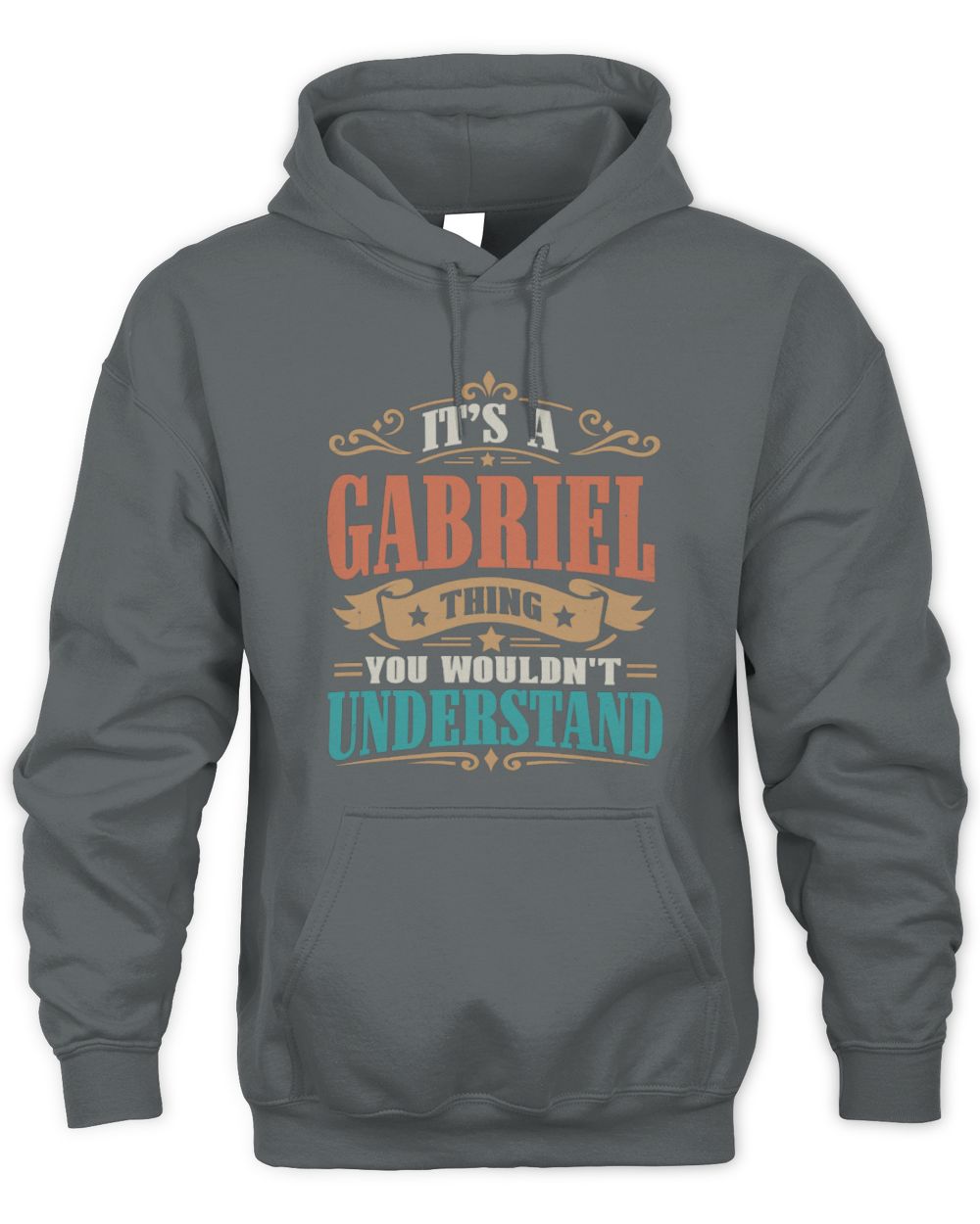 It’s a Name Thing Personalized Retro T-Shirt GABRIEL M1-47 / Unisex Hoodie / charcoal