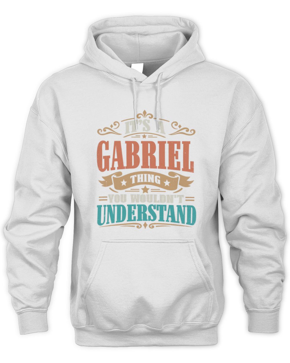 It’s a Name Thing Personalized Retro T-Shirt GABRIEL M1-47 / Unisex Hoodie / white