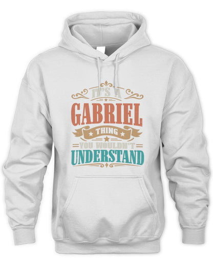 It’s a Name Thing Personalized Retro T-Shirt GABRIEL M1-47 / Unisex Hoodie / white