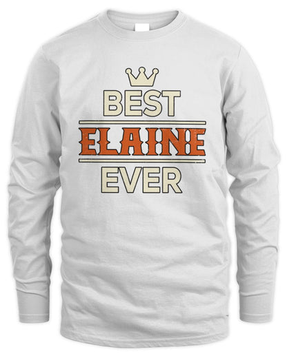 Best Your Name With Crown Shirt ELAINE M1-59 / Men's Long Sleeved T-Shirt / white