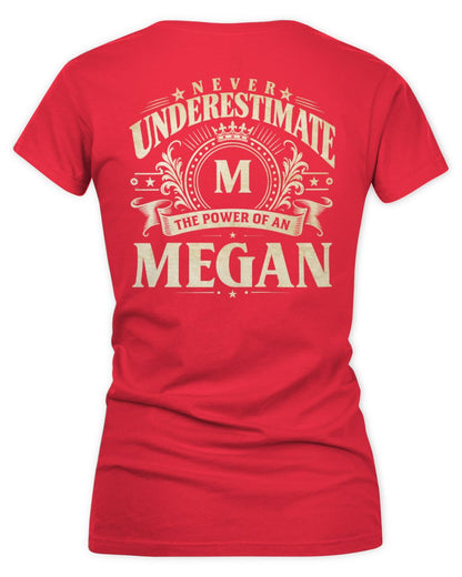 Never Underestimate Your Name Luxury Logo Shirt MEGAN M1-63 / Women's V-Neck T-Shirt / red