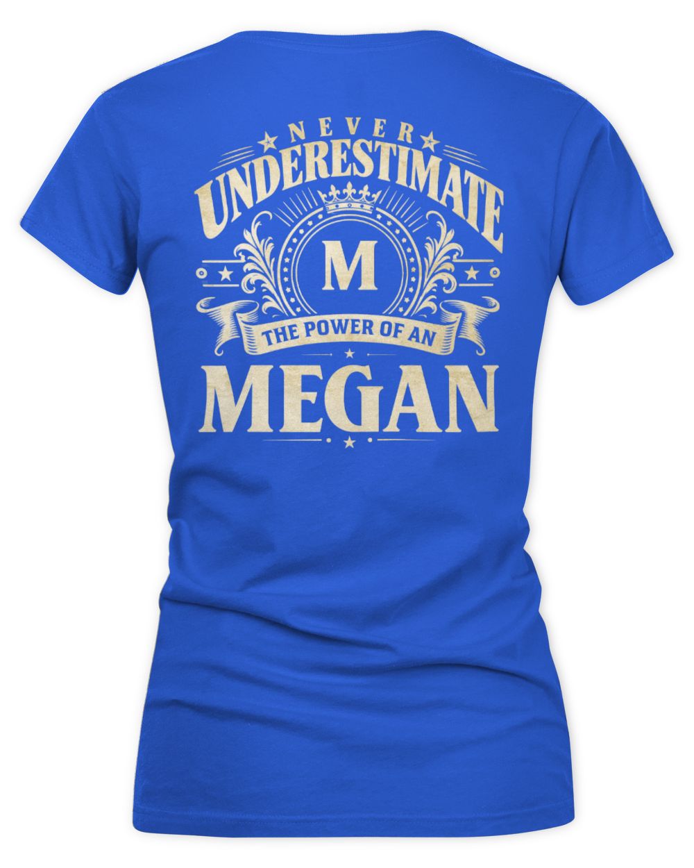 Never Underestimate Your Name Luxury Logo Shirt MEGAN M1-63 / Women's V-Neck T-Shirt / royal