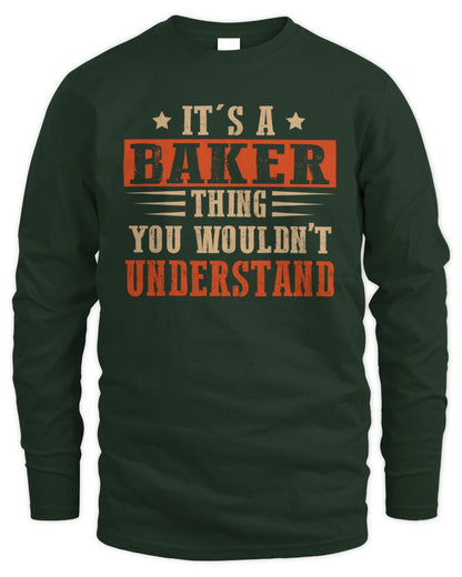 It's a Name Thing Personalized Funny Shirt BAKER M1-51 / Men's Long Sleeved T-Shirt / forest green