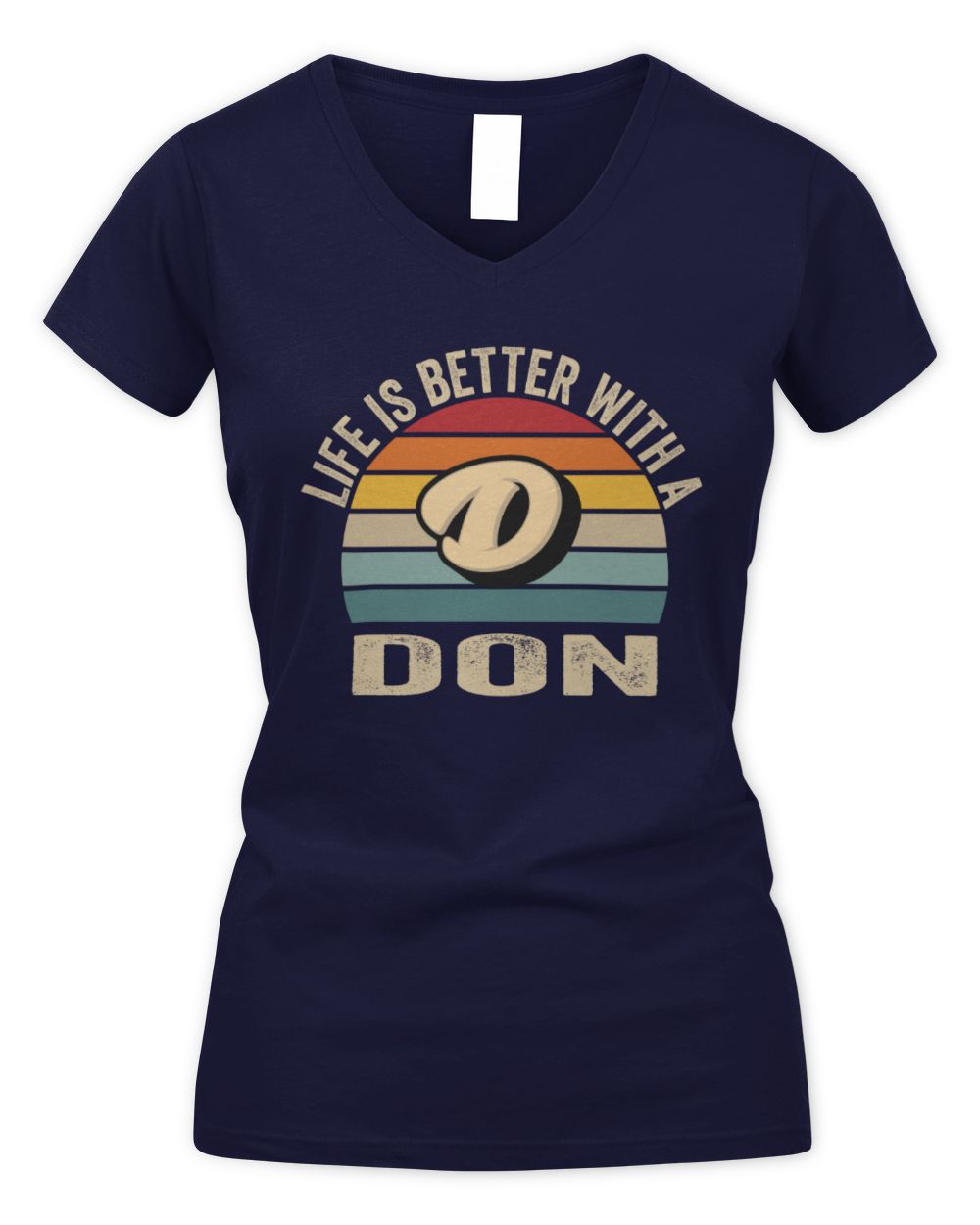 Life Is Better with Name Vintage Sun Shirt DON M1-50 / Women's V-Neck T-Shirt / navy