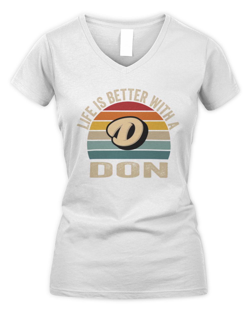 Life Is Better with Name Vintage Sun Shirt DON M1-50 / Women's V-Neck T-Shirt / white