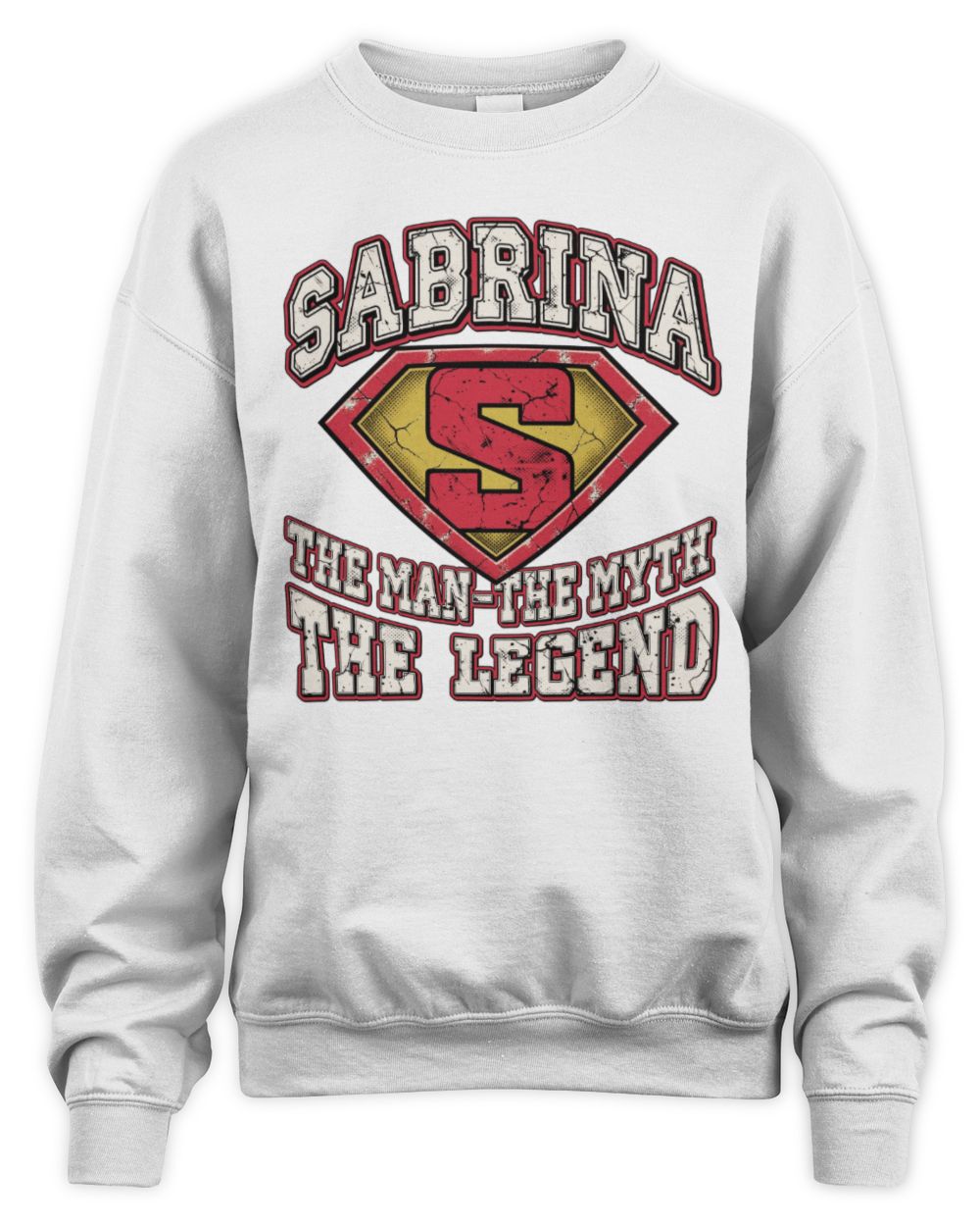 The Man The Myth The Legend Superman Graphic T-Shirt SABRINA M1-74 / Unisex Sweatshirt / white