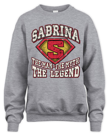 The Man The Myth The Legend Superman Graphic T-Shirt SABRINA M1-74 / Unisex Sweatshirt / sport grey