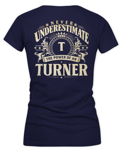 Never Underestimate Your Name Luxury Logo Shirt TURNER M1-63 / Women's V-Neck T-Shirt / navy