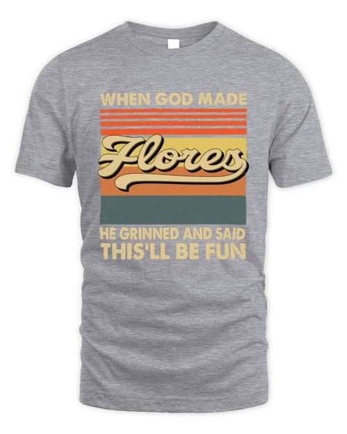 When God Made Your Name He Grinned Vintage T-Shirt FLORES M1-55 / Unisex Standard T-Shirt / sport grey