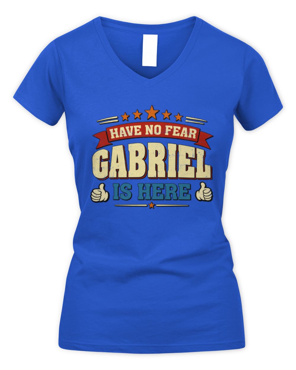 Have No Fear Your Name Is Here Cool Graphic T-Shirt GABRIEL M1-71 / Women's V-Neck T-Shirt / royal
