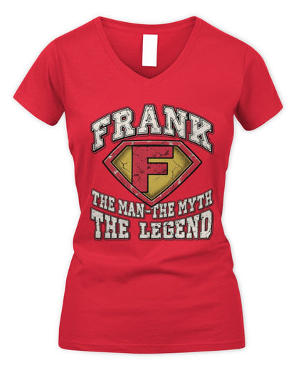 The Man The Myth The Legend Superman Graphic T-Shirt FRANK M1-74 / Women's V-Neck T-Shirt / red