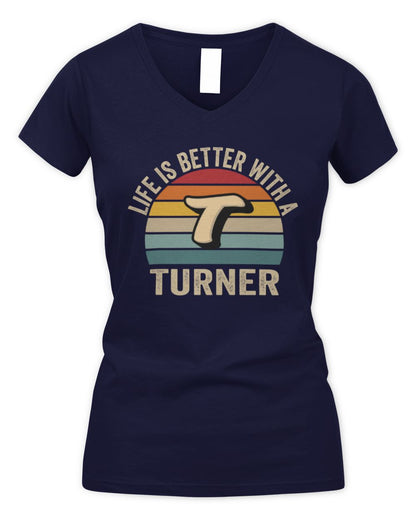Life Is Better with Name Vintage Sun Shirt TURNER M1-50 / Women's V-Neck T-Shirt / navy