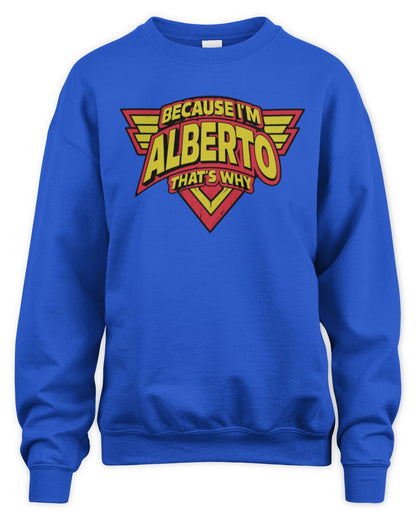 Because I'm Name That's Why Red and Yellow Logo Graphic T-Shirt ALBERTO M1-75 / Unisex Sweatshirt / royal