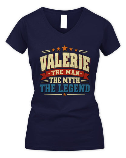 The Man The Myth The Legend Ribbon Vintage T-Shirt VALERIE M1-56 / Women's V-Neck T-Shirt / navy