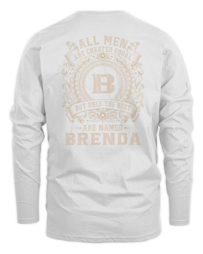 All Men Are Created Equal Cool Logo Shirt BRENDA M1-60 / Men's Long Sleeved T-Shirt / white