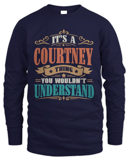 It’s a Name Thing Personalized Retro T-Shirt COURTNEY M1-47 / Men's Long Sleeved T-Shirt / navy